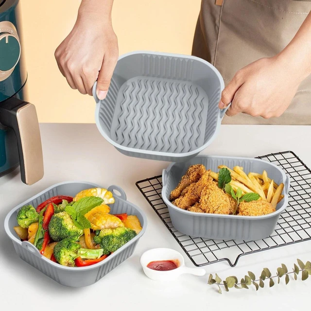 Silicone Air Fryers Oven Baking Tray Pizza Fried Chicken Reusable Airfryer  Silicone Basket Airfryer Pan Liner Accessories - AliExpress