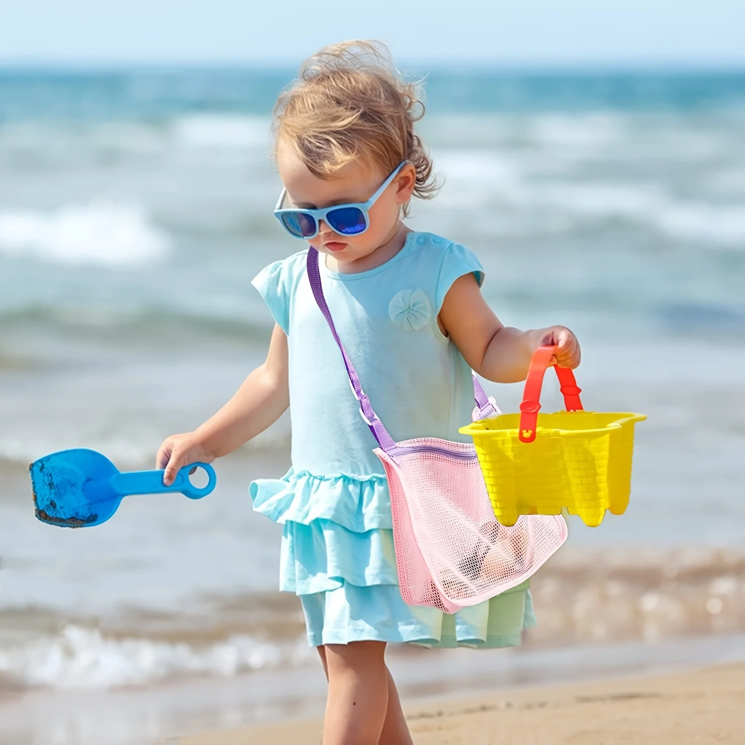Portable Beach Bag Foldable Protable Kids Beach Toys Storage Bag Outdoor Children Swimming Large  Sundries Organizers Backpack 3