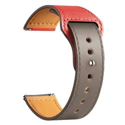 Elegant Leather Band Strap - Premium Quality Universal Fit - 20mm watch band (Grey red 22)
