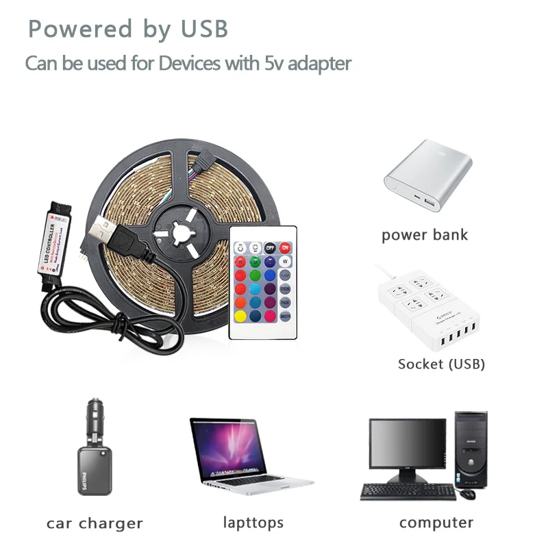 LED Strip Lights RGB APP Control Color Changing Lights with 24 Keys Remote Mode for Room Decoration Bluetooth TV SMD5050 rgb led strip light
