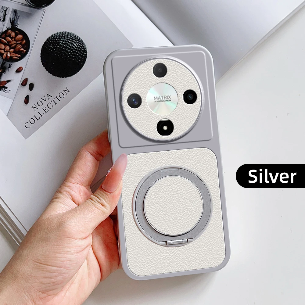 Stylish Multi-Angle Rotatable Kickstand Phone Case with PU Leather Texture – Shockproof Protection