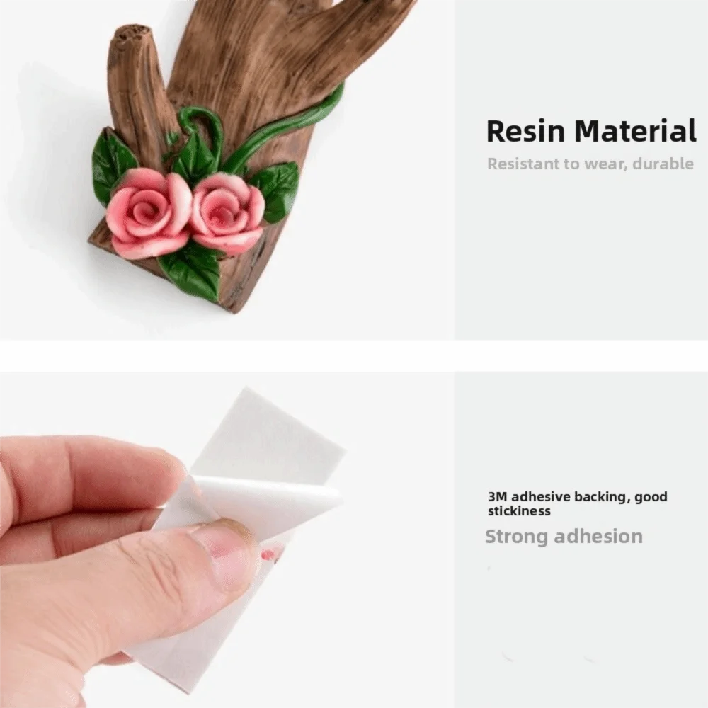 3pcs Sundries Organizer Strong Sticky Wall Hook Holder No-Drill Multi-Functional Coat Rack Simulation Branch Key Holder Offices