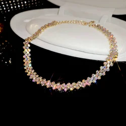 Elegant Rhinestone Choker Necklace for Women - Personalized Crystal Jewelry for Weddings and Parties (Colorful - gold)