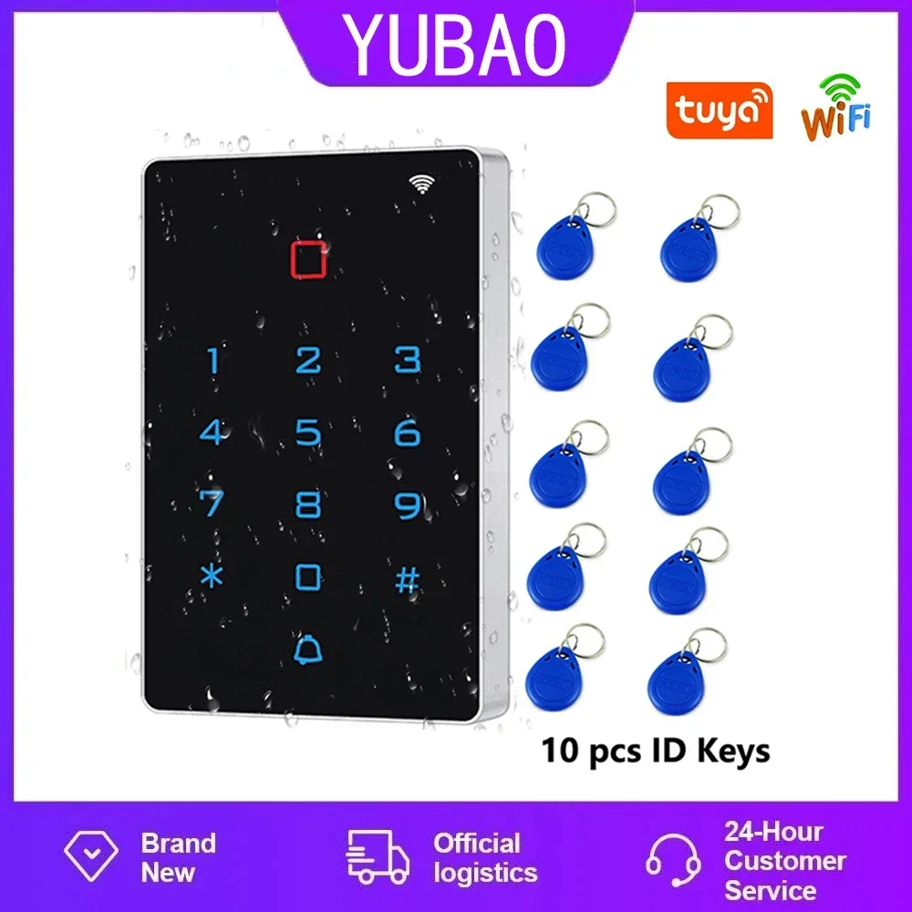 App Tuya Smart WiFi Backlight Touch 125khz RFID Card Access Control Card Reader Keypad WG26 Output Security & Protection