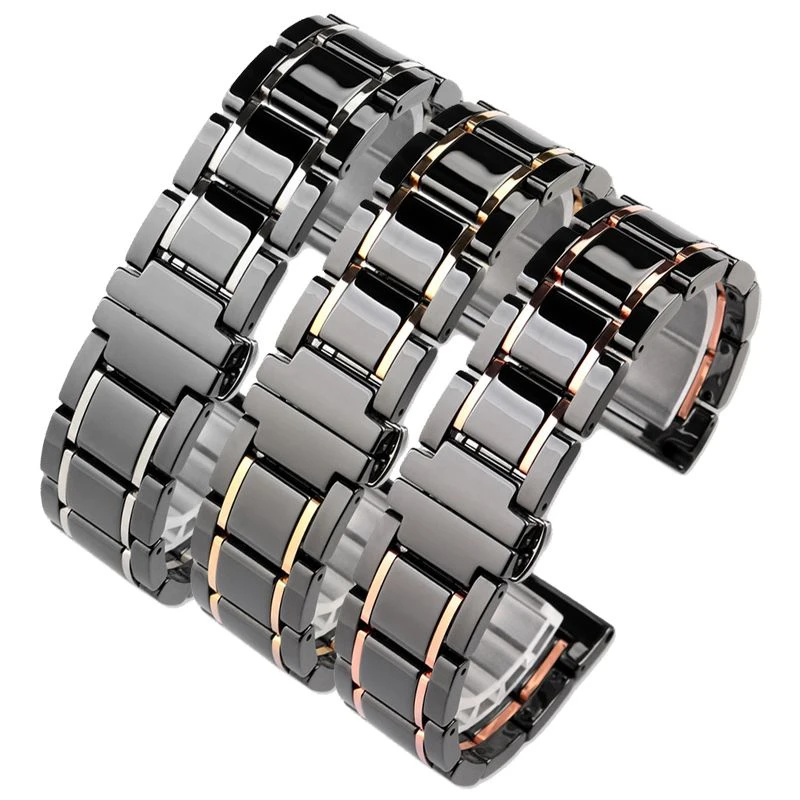 Elegant Ceramic Watch Strap - Precision Steel Watchband for Men and Women, Luxurious Design in 18mm, 20mm, 22mm Sizes