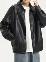 MENS CASUAL OUTDOOR PU LEATHER WATERPROOF  WINDPROOF  JACKET FOR SPRING AUTUMN 1