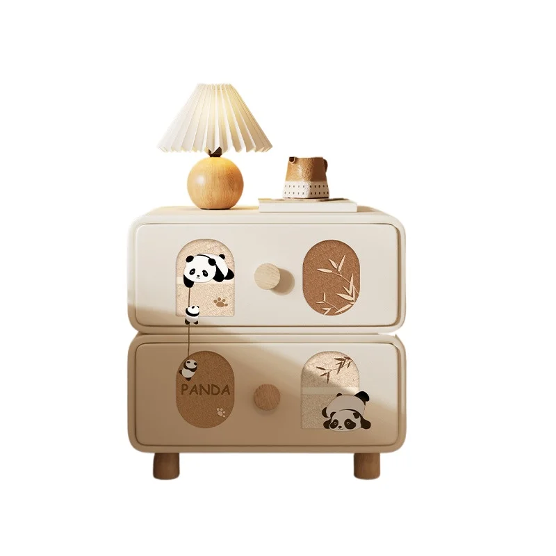 Cream wind panda bedside table modern simple bedroom small bedside table creative children's storage cabinet
