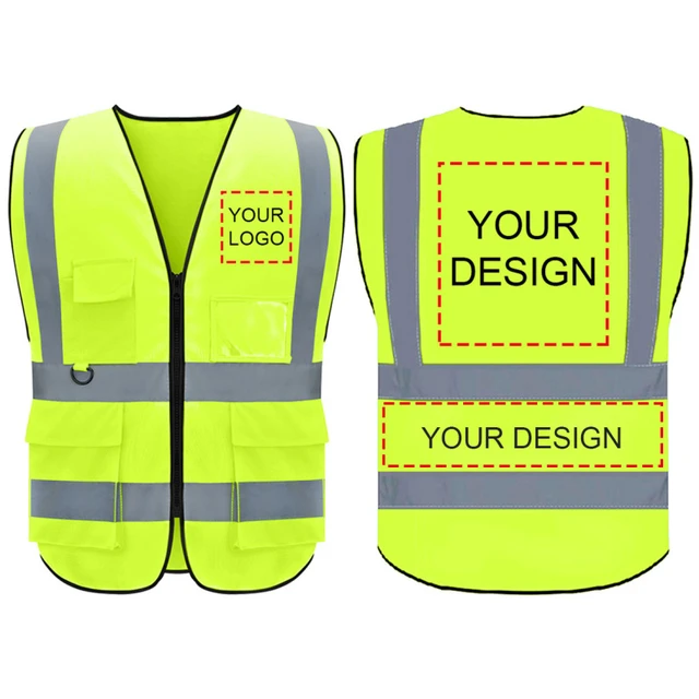 Reflective Safety Vest High Visibility Night Work Security Sleeveless  Yellow Vest Construction Workwear Zipper  Pockets Adultsr AliExpress