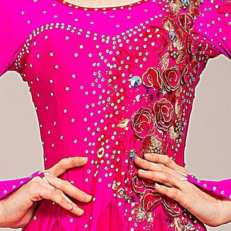 High End Diamond Studded New Modern Dance Dress Ballroom Dance Competition Performance Costume Waltz Skirt