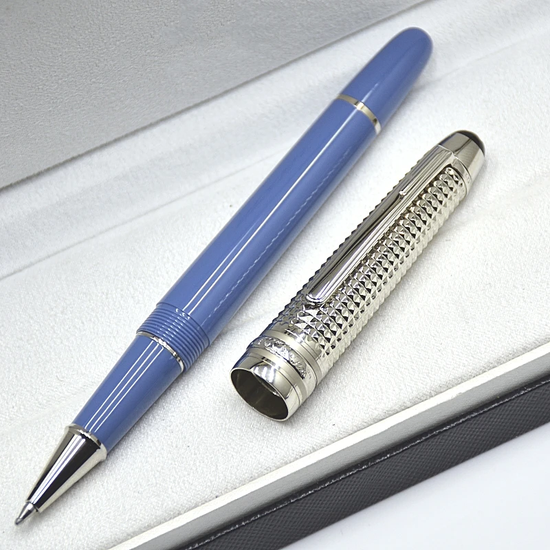 

Special Edition MB Glacier Series 145 Blue Resin Rollerball Pen Office School Writing Ink Fountain Pens With Serial Number