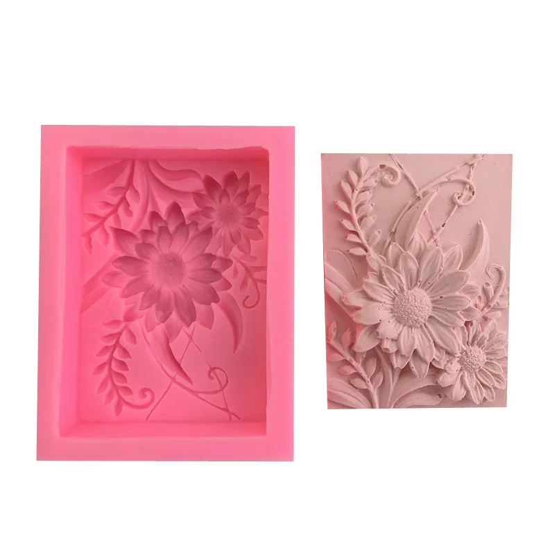 3D Relief Chrysanthemum Silicone Soap Mold Handmade New Moon Flower Bathroom Soap Tool Cake Baking Decoration Craft Supplies