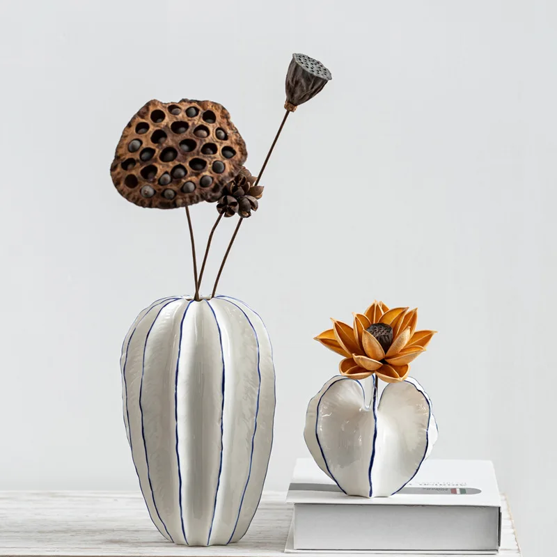 CAPIRON Ceramic Carambola Figurine Glazing Vase for Fresh Flower Arrangement Centerpiece Porcelain Home Table Decoration Objects 5