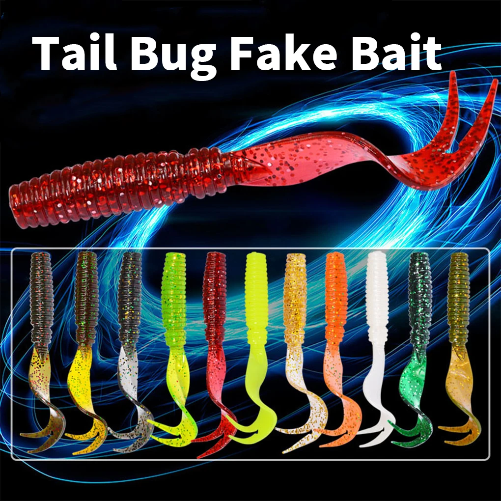 

8pcs/set Worm Fishing Lure Double Tail Soft Lure 75mm/3.3g Forked Tail Bass Grouper Fishing Bait
