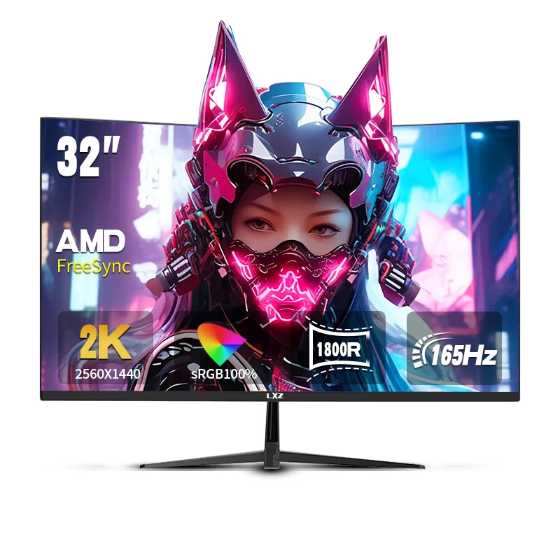 LXZ 湾曲 32 インチ ゲーミング モニター 1800R、2K QHD 165hz