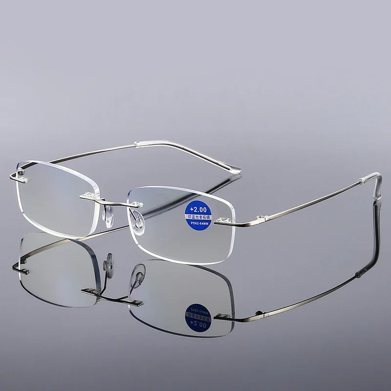 

Men New Anti Blue Light Reading Glasses Exquisite Frameless Cutting Rims Reading Glasses Presbyopia Eyewear 안경 نظارات +1.0to+4.0