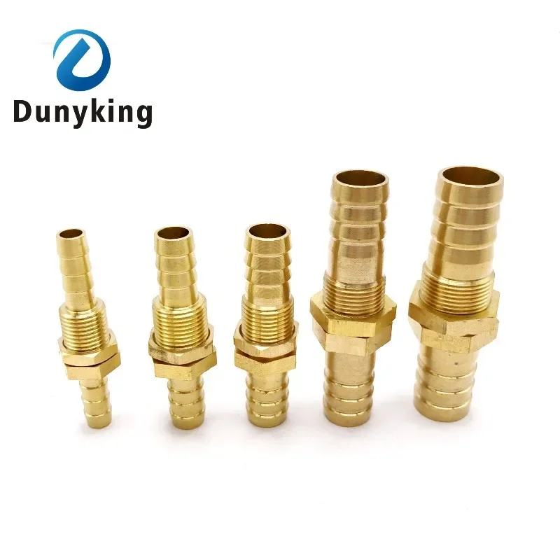 Pipe 6 8 10 12 14 16mm Hose Barb Bulkhead Brass Barbed Tube Pipe Fitting Coupler Connector Adapter For Fuel Gas Water Copper