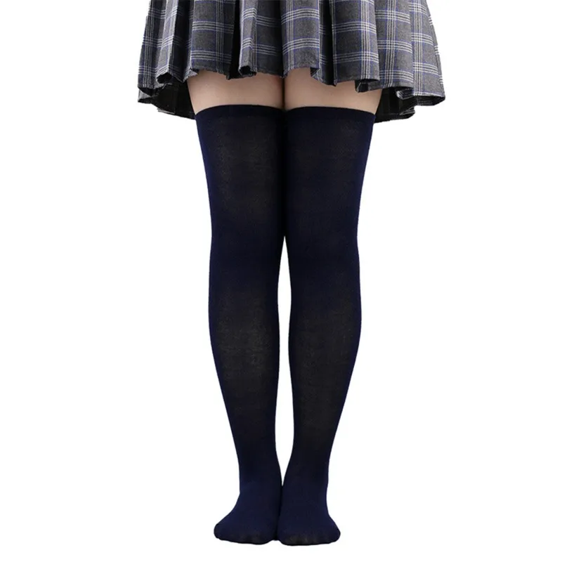 Chic Black/White Striped Over Knee Thigh High Socks