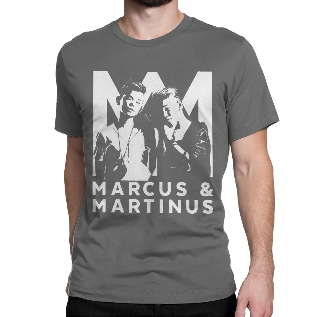 thumbnail image 1 of Camiseta de Marcus & Martinus para hombre y mujer, diseño moderno, algodón, manga corta, cuello redondo, talla 6XL, 1 of 7