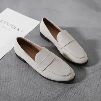 Spring Autumn ladies New Small Leather Shoes Vintage versatile loafers British style fashion anti slip shoes Casual women's flat 1