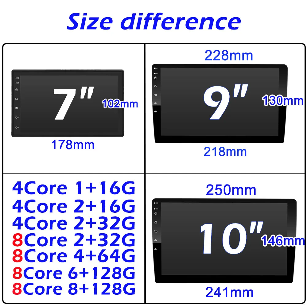 자동차 라디오 2 din 7 9 10″ 안드로이드 멀티미디어 플레이어 GPS WIFI 자동 CarPlay For Toyota Volkswagen Hyundai Kia Nissan Honda Lada Ford