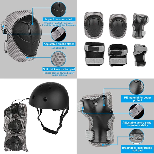 Kids Adjustable Helmet Suitable for Ages 3-14 Years Toddler Sports Protective Gear Set Knee Elbow Wrist Pads for Wheel Sports 6