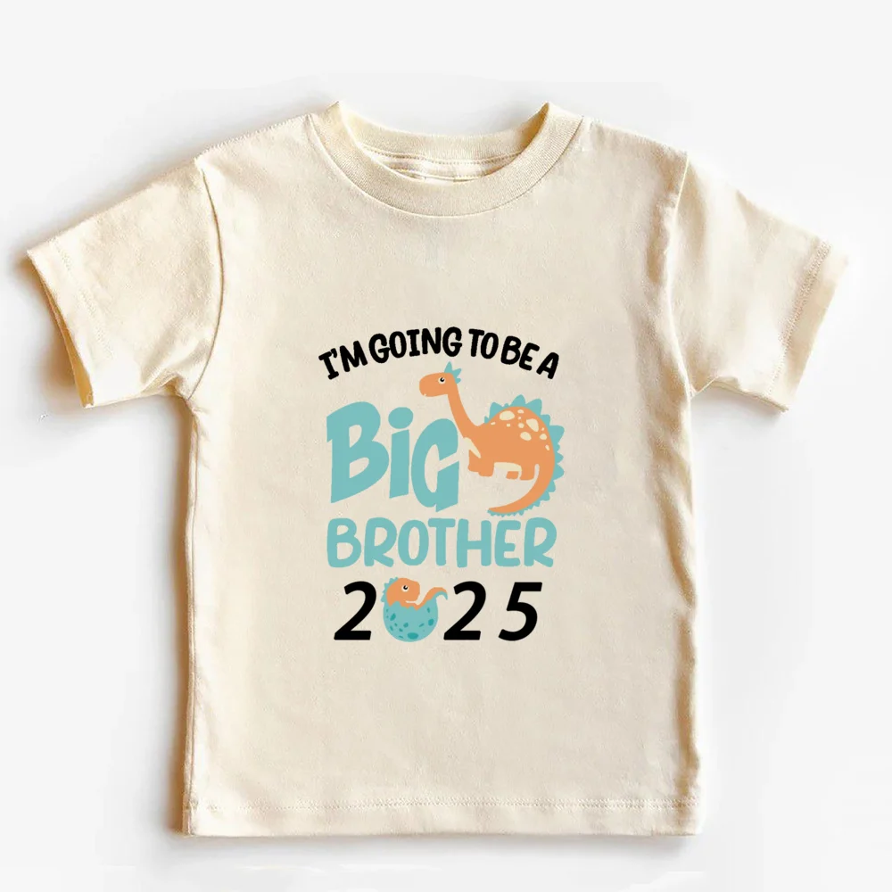 Promoted To Big Brother Est 2025 Print Kids T-shirt Pregnancy Announcement Boys Shirt Child Summer Retro Short Sleeve Outfit Top 6