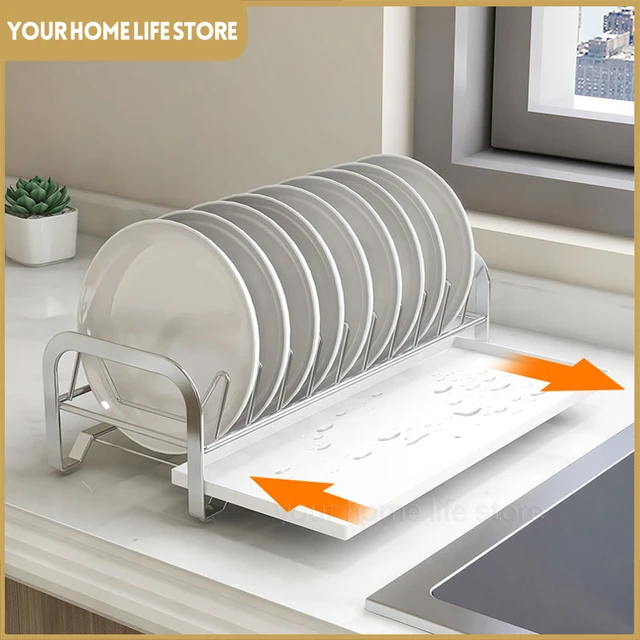 Small Dish Drying Rack Expandable Dish Rack Compact Dish Drainer Stainless  Steel Drying Rack Kitchen Counter Small Sink Drainer for Sink or Kitchen