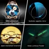 OUPINKE 3177 Luxury Men's Watches Comfortable Leather Strap Automatic Mechanical Watch for Man Starry Sky Earth Dial Sapphire 6