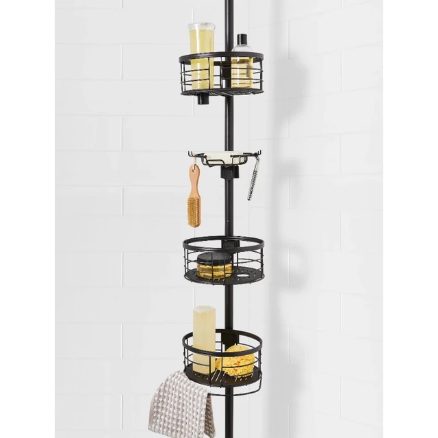 No Slip 2 Tier Steel Shower Caddy, Oil-rubbed Bronze