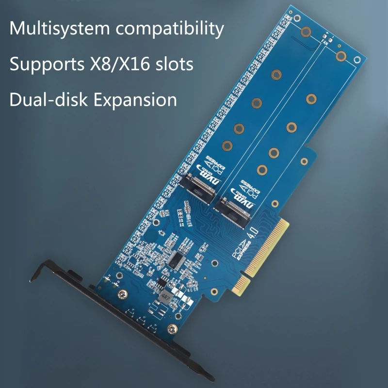 M.2 Pcie 8X 하드 드라이브 어댑터용 듀얼 포트 8X 16X 슬롯 SSD 라이저 지원