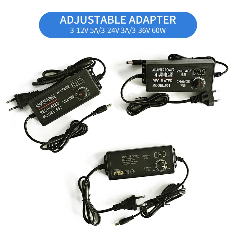 Adaptador de Alimentação Ajustável Vários Regulador de Tensão Transformador de Iluminação Led 12v 24v 36v 36v 3v36v2a 3v-24v-3a 3v12v5a