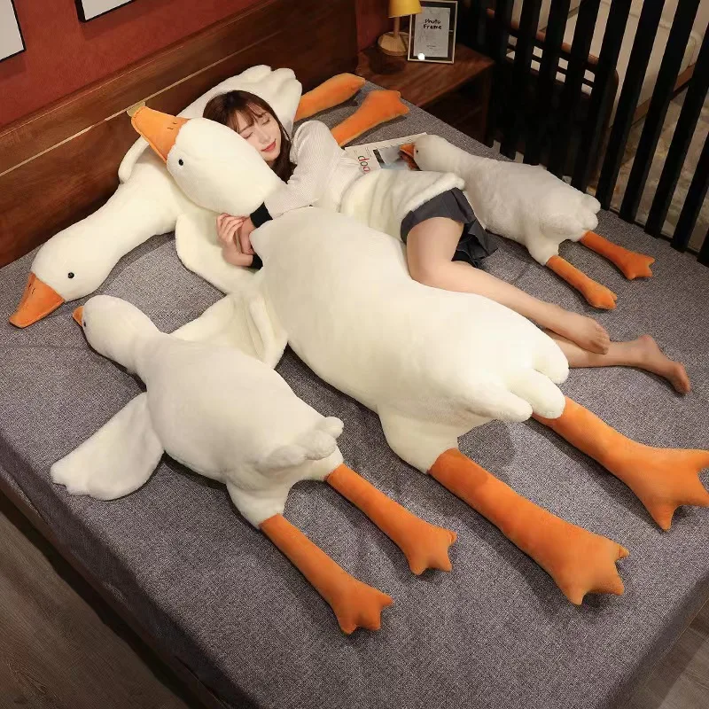 Kawaii Giant White Goose Plush Pillow Toy Doll Stuffed Soft Lifelike Big Wings Duck Hug Massage Cushion Girlfriend Gifts