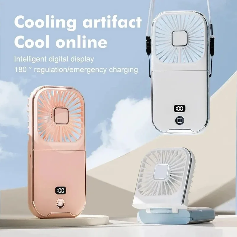 Xiaomi Portable Fan Hanging Neck Fan Handheld USB Charging 3000mAh 180° Folding Desktop Air Cooling Fan Emergency Power Supply 4