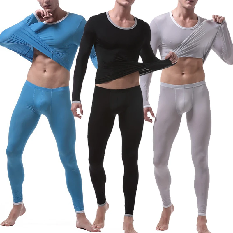 Silk Long Underwear Mens Winter Silks Long Johns Men Transparent 2pcs/set Men Aliexpress