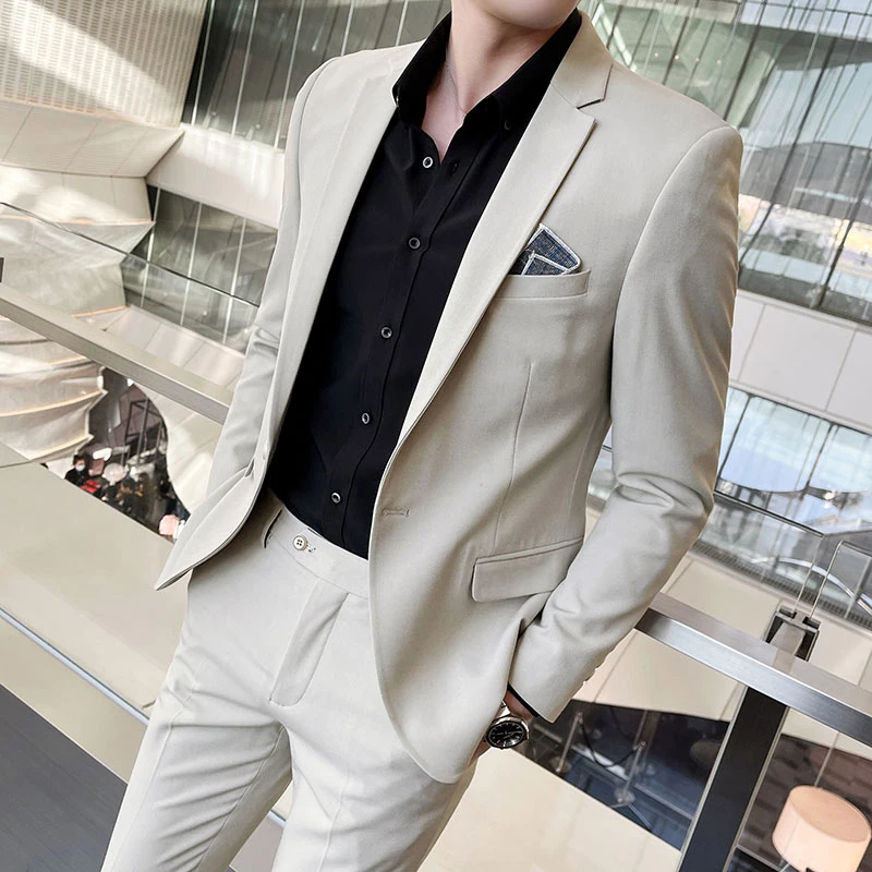 طقم من قطعتين للرجال ، بدلة أحادية اللون ، كلها من...