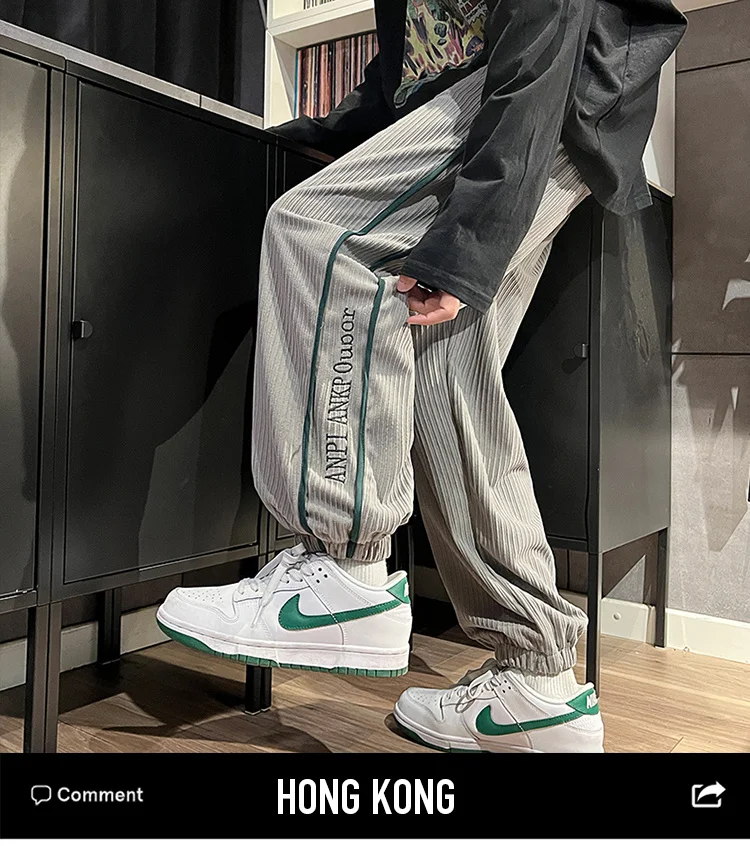 Men's Trousers Legged Straight Corduroy Splicing Pants Sweatpants Casual Trend Spring And Autumn Favourite Surprise Price 2022 white joggers