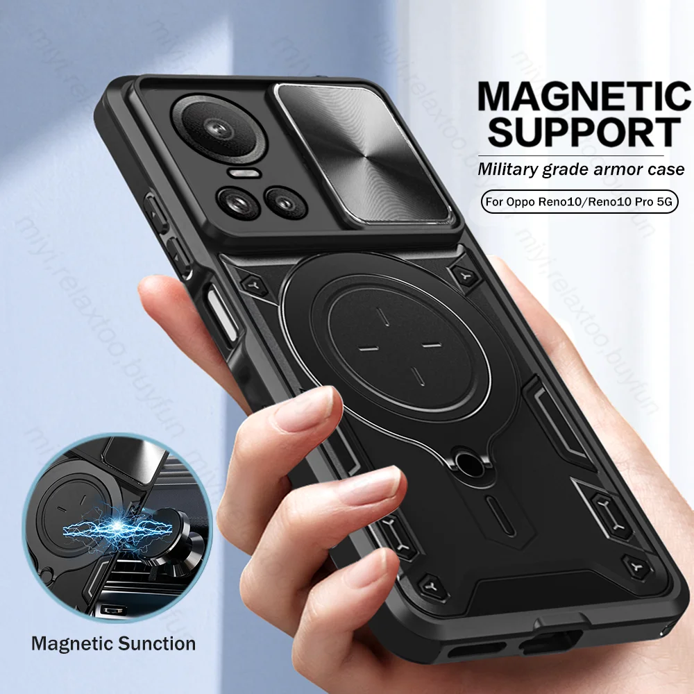 Per Oppo Reno 10 Pro 5G Slider Camera Antiurto Armor Cover Orro Appl Reno10 Pro Reno10Pro Supporto Per Anello Magnetico Proteggi Fundas