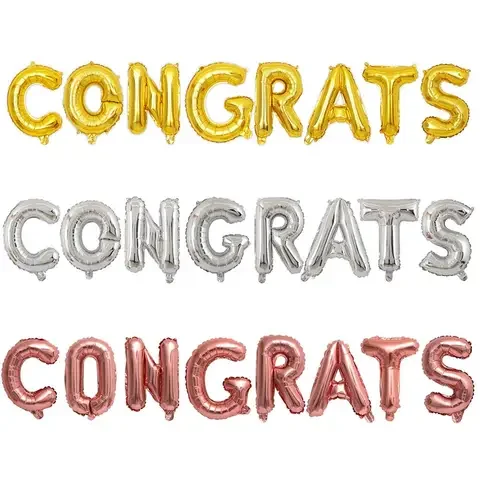 

New 1set 16inch Congratulations Congrats ballons letters Foil Balloons birthday Party Decor Wedding anniversary graduation decor