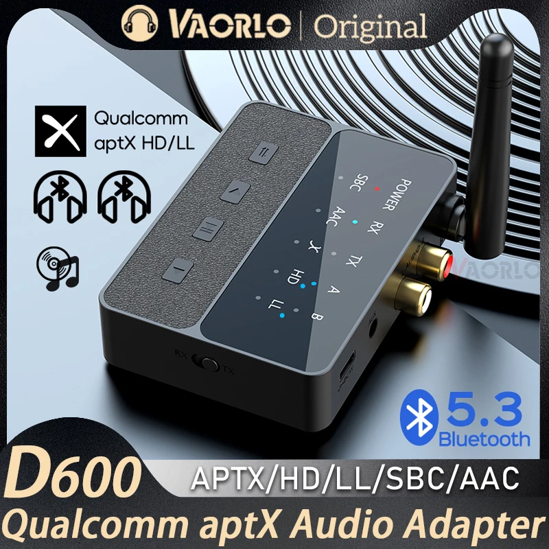 Bluetooth 5.3 aptX/HD/LL Audio Adapter 3.5mm AUX R/L Wireless Stereo Receiver Transmitter VAORLO Connect two Bluetooth devices