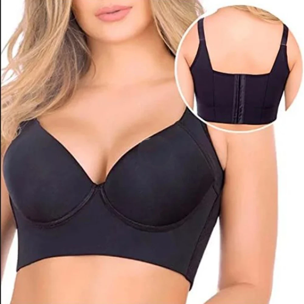 

LMYLXL Deep Cup Bra Push Up Bras for Women Plus Size Hide Incorporated Full Back Coverage Lingerie Back Fat Shaper Bra 34-50