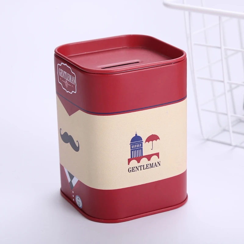 Cute Piggy Bank Metal Square London Gentleman Tinplate Money Saving Case for Adults Kids Girls Boys Jewelry Box Storage 3
