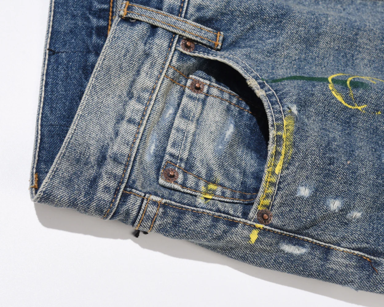 High Street Washes Prints Splashes Ink Retro Streetwear Mens Jeans Spring and Autumn Full Length Trousers Ripped Jeans men jeans ripped jeans ripped patchwork jeans