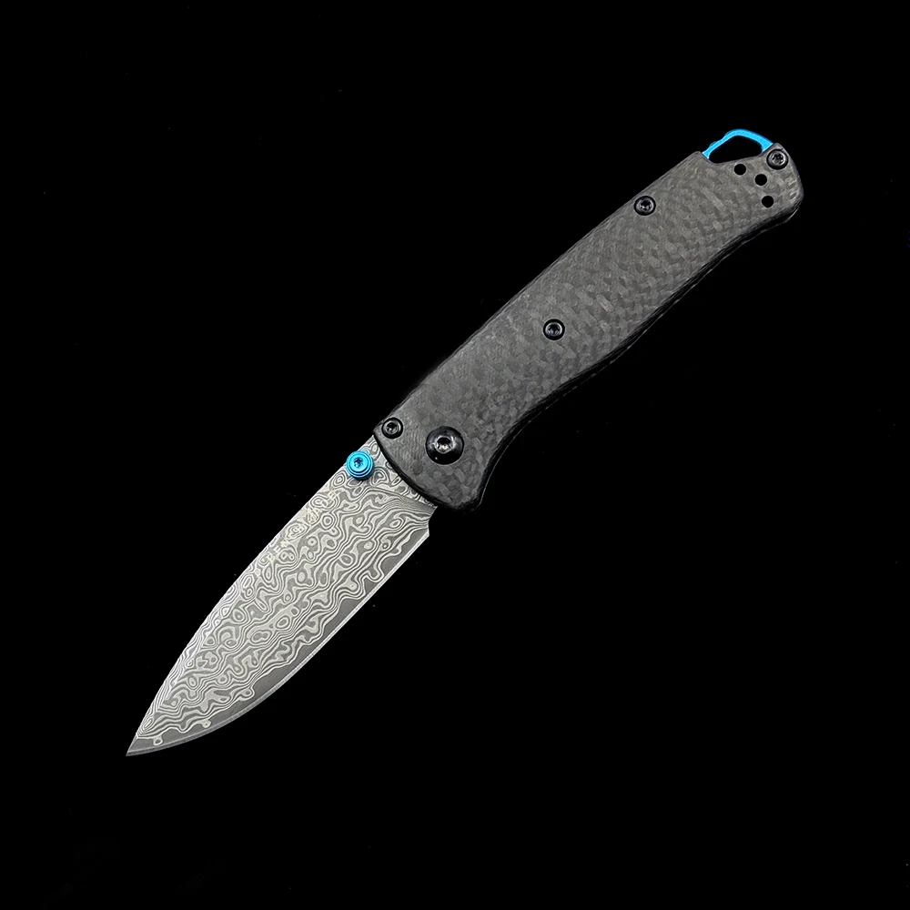 BM Mini 533-3 Damascus Carbon Fiber Handles Bugout Folding Knife Outdoor camping hunting pocket EDC utility KNIVES 2