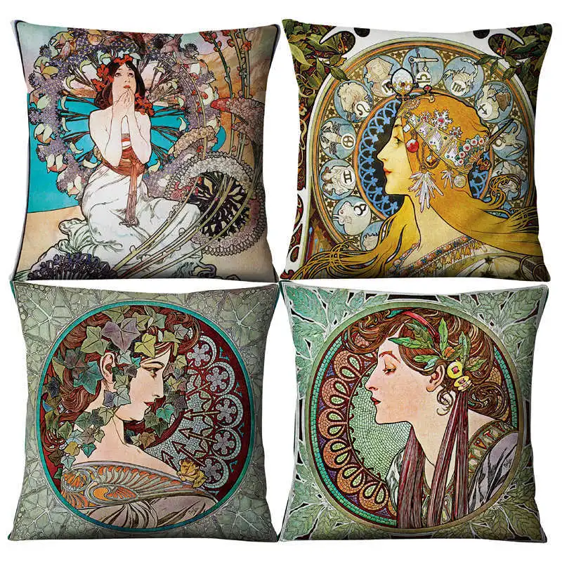 

Beautiful Goddess Pillow Case Vintage Girl Women Pillow Covers Decorative Bed Sofa Living Room Bedroom Pillowcases for Pillows