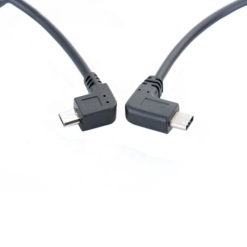 최고의 가격 90도 마이크로 USB 5핀 남성 90도 유형 C 남성 충전 OTG 케이블