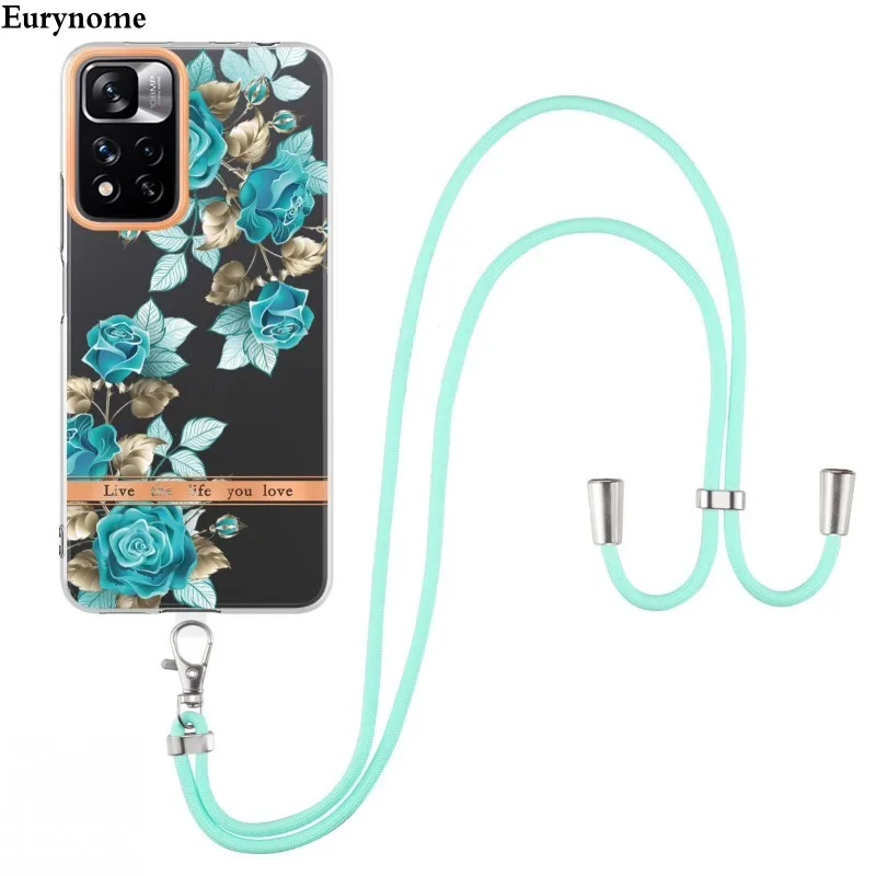 Custodia A Tracolla Per Samsung Galaxy S22 Ultra S21 Plus S20 Fe Fiore Imd Collana Cordino Copertura Cinturino Galaxy S22 Plus S21Fe