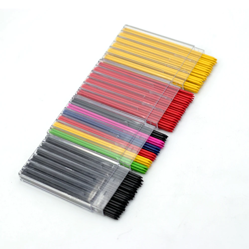 48Pcs/1Box 2.0MM 자동 연필심 리필, 6색 교체 가능 기계식 연필심 학교 필기구 액세서리