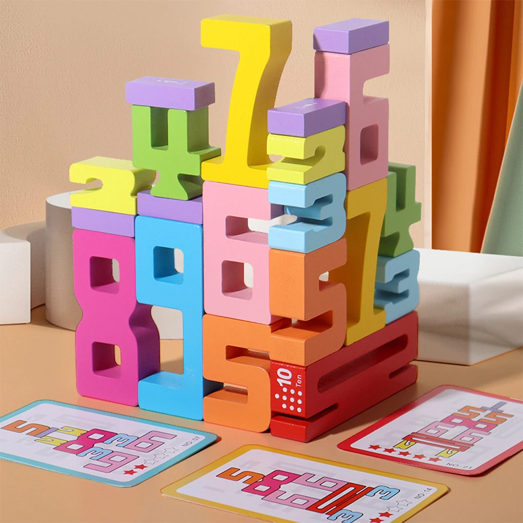 Inspired Colorful Wooden Number Blocks Early Mathematics Learning Toy Wooden Number Blocks Montessori Puzzle Games Stacking Toys