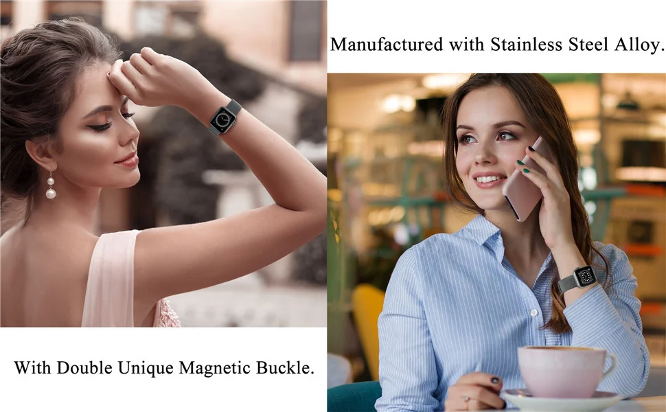 Magnetic Band Compatible with Apple Watch 45mm 44mm 42mm Adjustable Milanese Clasp Loop Strap for iWatch Series 7/6/5/4/3/2/1 SE Magnetic Band Compatible with Apple Watch 45mm 44mm 42mm Adjustable Milanese Clasp Loop Strap for iWatch Series 7/6/5/4/3/2/1 SE