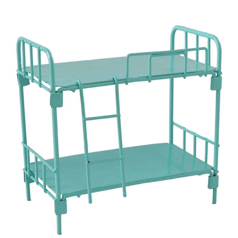 

Мини-мебель для кукольного домика 1/6 1:12, миниатюрное студенческое общежитие, железная двухслойная кровать, кукольный домик, аксессуары для мебели